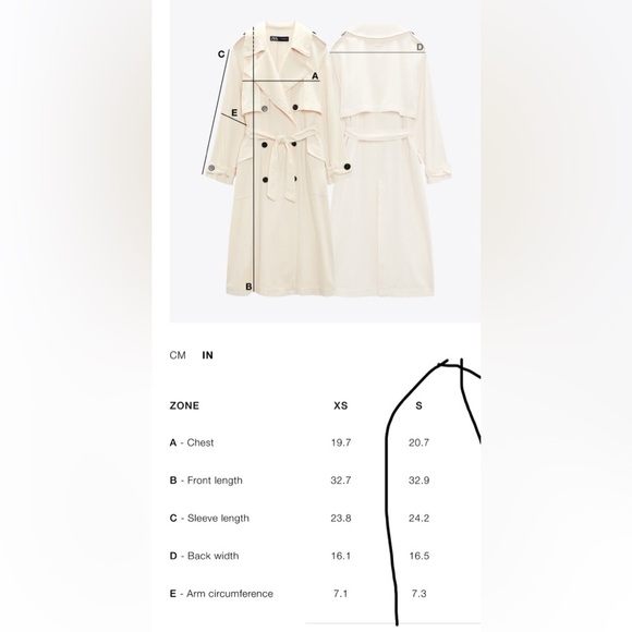 Zara Navy Blue Belted Midi Trench Coat Size Small – Brand New - Picture 13 of 13